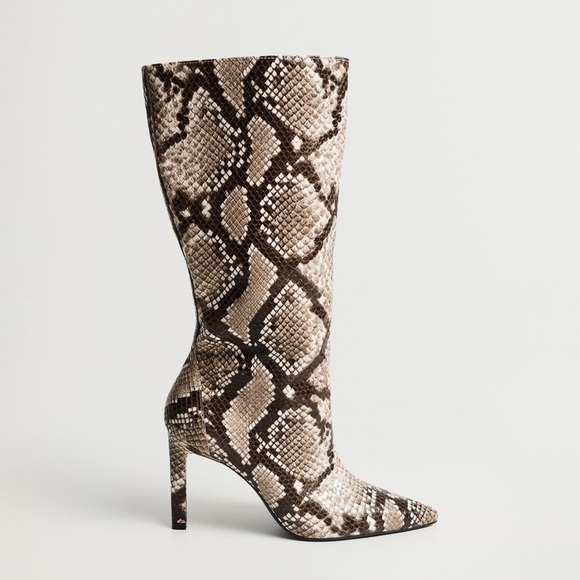 Mango Snakeskin Heeled Boots - Picture 1 of 11